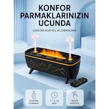 Siyah Aroma Difüzörü Jöle Damla Efektli Ha Nemlendirici Uzaktan Kumandalı Led Işıklı