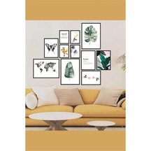 11 Parça Dekoratif Mdf Tablo Seti Çerçeve Görünümlü Dekolıadkr102
