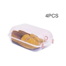 Cbtx 4pcs Temizle Tasarım Kalınlaşmış Ayakkabı Organizatörü Ev Dolap Rafı İçin Sert Plastik Ayakkabı Saklama Kutusu, Boyut: S - Pembe