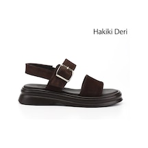 Gönderi(R) Gönderi R Kadın Kahve Süet Tokalı Bantlı Hakiki Deri Sandalet Dyza75645261 Kahverengi