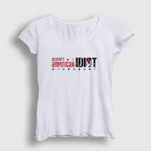 Presmono Kadın American Idiot V2 Green Day T-shirt Beyaz