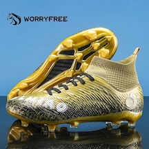 Çim Kaymaz Çivili Futbol Ayakkabısı Spor Ayakkabı - Altın