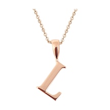 Kuyumcudukkani Zincirli Rose Altın Renk "l" Harfli Kolye Rose Gold