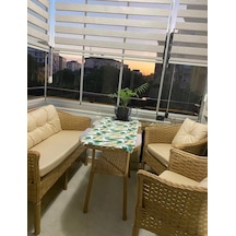 Bambu 2-1-1 Alüminyum Bahçe Balkon Oturma Grubu-aliminyum İskelet Bambu 2-1-1 Alüminyum Bahçe Balkon Oturma Grubu-aliminyum İskelet