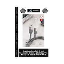 Premium Seyahat Ürünü Taşınabilir Ürün Şarj Kablosu Usb To Type-c Data Kablo U18 Gri
