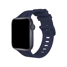 Newface Apple Watch 38mm Kr408 Çizgili Silikon Kordon - Lacivert Diğer