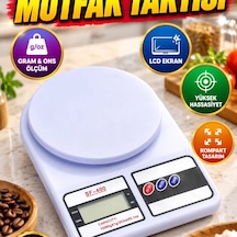 Beyaz Dijital Mutfak Terazisi 10 Kg 1 G Hassasiyet, Lcd Ekran, Gram Ve Ons Ölçümü Renkli