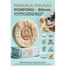 Mey İthalat Ponpon Polisaj Fırçası 90mm Pamuk Ponpon Ahşap Göbekli Ayna Parlaklığı 723184