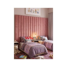 Akustik Kumaş Kaplı Dikey Panel 15x210cm - 12 Adet Pembe Renk