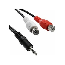 20cm 3.5mm Stereo Erkek AUX To 2 RCA Dişi Tos Ses Çevirici Kablo