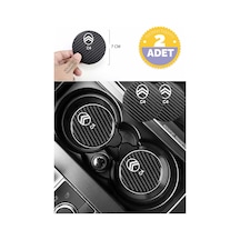 Citroen C4 Siyah Karbon Bardak Altlığı 2 Adet Citroen Logolu C4 Yazılı 7 Cm İçin Özel Tasarım 2 Adet