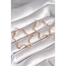 Pirinç Gold Renk Yıldız Model Kadın Küpe Altın - Çok Renkli