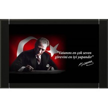 100X150 Cm Grt2 Atatürk Resimli Makam Panosu - Makam Arkalığı