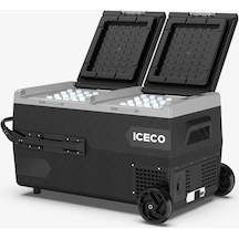ICECO K75D 12/24Volt 75 Litre Akülü/Kablolu/ Çift Bölmeli Kompresörlü Tekerlekli Outdoor Oto Buzdolabı/Dondurucu (Akü Dahil Değildir)