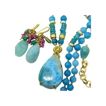 1525 Larimar El Yapımı Kolye Kırmızı