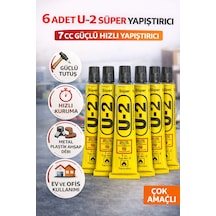 6 Adet U-2 Süper Yapıştırıcı 7 Cc Güçlü Hızlı Yapıştırıcı Çok Amaçlı Metal Plastik Ahşap Deri Yapıştırıcı
