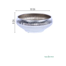 Yapay Çiçek Sitesi Metal Dekoratif Çizgili Ufo Saksı 8 Cm Gümüş