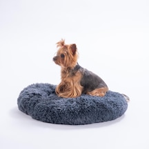Antrasit Donut Köpek Yatağı Kedi Yatağı Simit Yatak Anti-stress Pet Yatağı Peluş Yatak