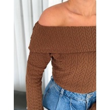 Lucky Life Kadın Madonna Yaka Havlu Kumaş Bluz 001