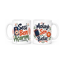Bezos Sesi Ben Açarım Ve Molayı Sen Başlat 2'li Porselen Kupa Seti - Model 544 Hb006