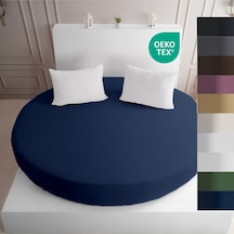 Strausshome Premium Yuvarlak Lastikli Çarşaf 220x220 - 200x200cm %100 Pamuk Oeko Tex Lacivert / Navy