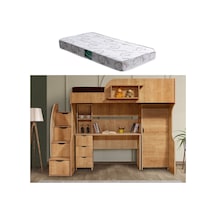 Ranza, Litera Ranza Dolap Çalışma Masası Açık Ceviz + 1 Adet Comfort Yatak 90 x 190 Cm