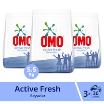 Omo Toz Çamaşır Deterjanı Active Fresh Beyazlar İçin 3 x 5.5 KG