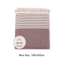 Pamuklu Kaymaz Hasır Dokuma Maxi Boy Kolları Örten Koltuk Örtüsü 180x310 - Bordo