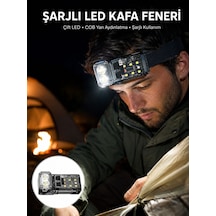 Sensörlü Led Kafa Feneri Şarj Edilebilir Manyetik Eller Serbest Yeni Nesil - Lisinya Siyah