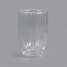 Perottii Stripe Çift Cidarlı Bardak - Şeffaf - 450 Ml Renkli