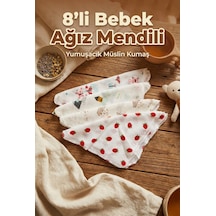 Modern Desenli Müslin Bebek Ağız Mendili Günlük Kullanım İçin Yumuşak Dokulu 25 x 25 CM 8'li Set
