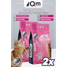 Qm Pudralı Süper Premium Bentonit Kedi Kumu 10 L X 2 Adet