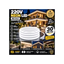 30 Metre 220v Neon Led Beyaz Işık 6500k Ip65 Suya Dayanıklı Tak Çalıştır Fişli Iç Dış Mekan Bahçe Cephe Dekoratif Beyaz - 939333889 Beyaz