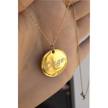 925 Ayar Gümüş 24 Ayar Altın Kaplama İsimli Plaka Kolye Gold
