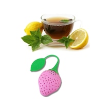 Çay Süzgeci Silikon Çilek Şekilli Bitki Çayı Demleme Aparatı Çok Renkli