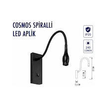 Lampist 3w Sipralli Yatak Başı Aplik Siyah 3000k