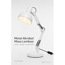 Metal Akrobat Masa Lambası Yaylı 360 Ayarlanabilir E27 Beyaz