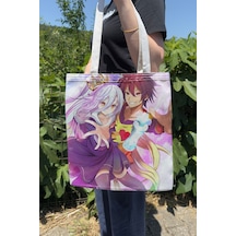 Zipzap No Game No Life V4 Yazlık Kışlık Çift Taraflı Kanvas Baskı Bez Çanta Anime Çantası