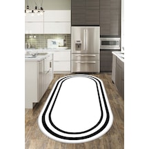 West Home Dijital Baskı Yıkanabilir Kaymaz Taban Leke Tutmaz Oval Mutfak Halısı Salon Halısı Ve Yolluk Wh 496 White Oval