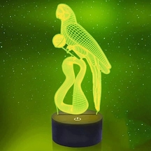 Goldenqian 3d Papağan Kuş Gece Lambası Led Lamba Illusion 7 Renk Değiştirme Dokunmatik Anahtar Masa Masa Dekorasyon Lambaları Doğum Günü Hediyesi Akrilik Taban Usb Kablosu Oyuncak 96oujp Siyah