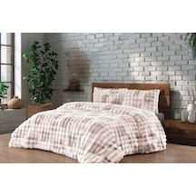 Merinos Diamond 3 Parça Bubble Kürk Comforter Set Duman Bej