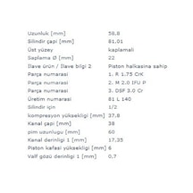 Mahle 0309000 Pıston+segman 81,01mm Std 1, 2, Pıstonlar Caddy Iıı 04 10 Golf V 04 08 2,0sdı Bdj Bdk Bst 04 10