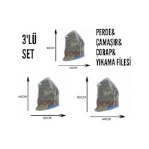 Perde Yıkama Filesi Çamaşır Yıkama Filesi Çorap Yıkama Filesi 3lü Set Duş Beyaz
