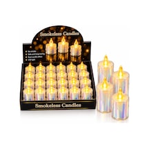24 Adet Büyük Boy Pilli Damlalı Akan Mum Modeli - Neon Led Mum Çap: 3.8cm Yükseklik: 8cm İ10-018 5570 Default