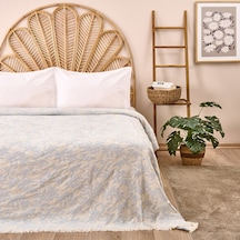 Soft Çiçek Desenli Çift Kişilik Yatak Örtüsü - Mavi - 225x250 Cm Renkli