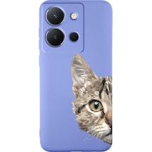 Vivo Y36 İle Uyumlu Catface Tasarımlı Lila Lansman Kılıf Çok Renkli