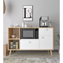 Floradesign Fresh120 Kahve Köşesi / Çok Amaçlı Dolap / Airfryer Dolabı / Mutfak Organizeri Meşe+beyaz