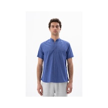 AR-MA Arma Erkek Kısa Kollu Regular Fit Keten Gömlek Y25485116601 Mavi