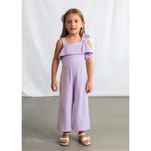 Kız Çocuk Fiyonklu Tulum Lila 3892 Mor
