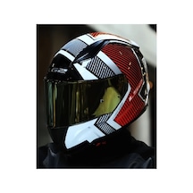 Rapid 2 Extra Beyaz-kırmızı Fullface Motosiklet Kaskı Gold Camlı Beyaz/kırmızı